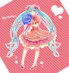  aqua_eyes aqua_hair blue_rose bouquet bow dress flower hair_bow happy_birthday hatsune_miku heart irono_yoita long_hair open_mouth pigeon-toed pigeon_toed rose smile solo star twintails very_long_hair vocaloid 