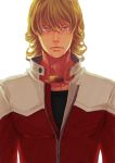  barnaby_brooks_jr blonde_hair glasses green_eyes jacket jewelry male necklace oioi realistic red_jacket solo tears tiger_&amp;_bunny 