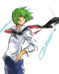  artist_request cape green_hair reverse_trap short_hair sketch source_request touhou wind wriggle_nightbug 