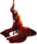  archer bad_id cloak closed_eyes dark_skin eyes_closed fate/stay_night fate_(series) gae_bolg male monty1805 polearm solo spear type-moon weapon white_hair 