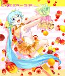  bad_id blue_eyes blue_hair hatsune_miku kneehighs long_hair midriff open_mouth pom_poms sailor_collar skirt solo twintails ume_(plumblossom) very_long_hair vocaloid 