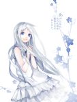  blue_eyes dress flower honma_meiko long_hair oxalicacid ribbon silver_hair sleeveless sleeveless_dress solo white_hair 