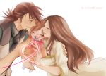  amamiya_tomoe child closed_eyes dress eyes_closed facial_hair family father_and_daughter footwear hands_on_another's_face hands_on_face hands_on_own_face heart heart_of_string kaburagi_kaede kaburagi_t_kotetsu kaburagi_tomoe long_hair mochi_mocchi mother_and_daughter necktie short_hair side_ponytail socks stubble tiger_&amp;_bunny vest waistcoat yellow_eyes young 