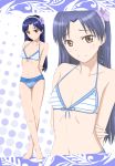  1girl absurdres bikini blue_hair brown_eyes hairband highres idolmaster kisaragi_chihaya long_hair shigure-p swimsuit zoom_layer 