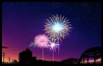  aerial_fireworks cloud dusk fireworks highres original scenery sky star_(sky) starry_sky tamanegi twilight 