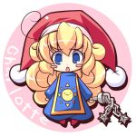  blonde_hair blue_eyes blush_stickers charlotte_(seiken_densetsu_3) chibi flail hat kuwada_yuuki long_hair lowres open_mouth seiken_densetsu seiken_densetsu_3 solo sun_(symbol) weapon 