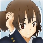  1girl adjusting_hair brown_hair close-up k-on! lowres machahiro_(shiitake) portrait school_uniform solo suzuki_jun 