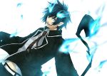  ao_no_exorcist blue_hair fire fuyumiya_yuuki_(artist) male necktie okumura_rin short_hair tail tie 