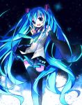  :d aqua_eyes aqua_hair bad_id detached_sleeves hatsune_miku long_hair necktie open_mouth pf skirt smile solo thigh-highs thighhighs twintails v very_long_hair vocaloid 