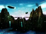  blimp cloud copyright_request highres juventiart landscape scenery sky star_(sky) starry_sky water 
