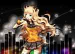  animal_ears bad_id blonde_hair blue_eyes bow bracelet cat_ears jewelry long_hair microphone minust open_mouth seeu singing skirt smile solo thigh-highs thighhighs very_long_hair vocaloid zettai_ryouiki 