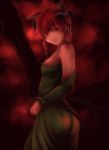 animal_ears bare_shoulders braid cat_ears cat_tail dress kaenbyou_rin kirieppa looking_at_viewer off_shoulder red_eyes red_hair redhead ribbon smile solo tail touhou twin_braids 