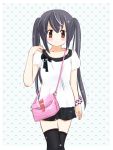  bag black_hair brown_eyes casual highres hoshi_mirin k-on! long_hair nakano_azusa purse thigh-highs thighhighs twintails 