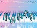  1girl aqua_eyes aqua_hair chibi closed_eyes detached_sleeves hatsune_miku headset long_hair musical_note necktie open_mouth piano smile thighhighs tinierme twintails vocaloid wink 