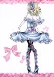  bad_anatomy bow dress frills gothic_lolita high_heels lolita_fashion miri pantyhose shoes touhou traditional_media watercolor_(medium) 