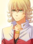  barnaby_brooks_jr blonde_hair frontier_town glasses green_eyes jacket jewelry male necklace red_jacket solo tiger_&amp;_bunny 