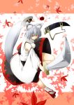  animal_ears bare_shoulders detached_sleeves hat highres inubashiri_momiji niwatazumi red_eyes shield short_hair silver_hair solo sword tail tokin_hat touhou weapon wolf_ears wolf_tail 