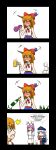  animal_ears beer blonde_hair bow bunny_ears chain chains comic english fang gourd highres horn_ribbon horns ibuki_suika long_hair lunarisaileron multiple_girls orange_hair reisen_udongein_inaba ribbon touhou yagokoro_eirin 