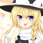  :p blonde_hair blue_eyes bow braid hair_bow hat kirisame_marisa long_hair side_braid solo tongue tongue_out touhou witch witch_hat yuria_(kittyluv) 