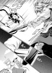  comic futatsuki_hisame highres kasodani_kyouko kumoi_ichirin monochrome nazrin soutsuki_hisame sword toramaru_shou touhou weapon 