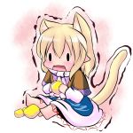  animal_ears blonde_hair cat_ears cat_tail chibi extra_ears gold hoshizuki_(seigetsu) kemonomimi_mode mizuhashi_parsee open_mouth puru-see scarf sitting solo tail touhou trembling 