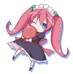  chibi dress highres kaiten_muten-maru kirara-sakura lolitako maid_headdress octopus pink_hair smile solo tentacle tentacle_hair tentacles twintails wink 