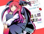  :o bat_wings blush book breasts buttons demon_tail directional_arrow head_wings koakuma long_hair necktie open_mouth paji pixiv pointy_ears red_eyes red_hair redhead skirt solo tail the_embodiment_of_scarlet_devil touhou v_arms vest wings 