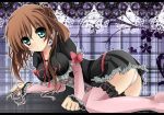  1girl brown_hair dress koshi-kun panties thigh-highs thighhighs underwear 