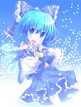 blue_eyes blue_hair cirno cosplay hakurei_reimu hakurei_reimu_(cosplay) short_hair solo touhou yuya_(minus-k) yuya_(pixiv) 
