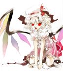  all_fours blonde_hair dress drill_hair fang flandre_scarlet hat open_mouth red_eyes short_hair shunsei_(muratou) side_ponytail sketch solo touhou wings 