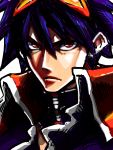  angry blue_hair close-up frown goggles goggles_on_head kan male red_eyes simon solo tegaki tengen_toppa_gurren_lagann 