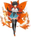  black_boots black_hair blue_eyes breasts fire gijinka moemon personification pokemon pokemon_(game) pokemon_black_and_white pokemon_bw volcarona wings 