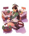  atelier_(series) atelier_viorate_alchemist_of_gramnad_2 basket brown_hair carrot dress flower food gust hat kneeling long_hair mushroom official_art ouse_kohime potato scan shoes sitting skirt solo viorate_platane wariza 