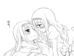  akemi_homura blush braid dual_persona glasses hair_ribbon headband homu mahou_shoujo_madoka_magica miz_01 mizuki_(koko_lost) monochrome mouth_hold multiple_girls object_in_mouth ribbon selfcest time_paradox translated yuri 