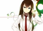  blue_eyes brown_hair bust labcoat long_hair makise_kurisu necktie sasamori_tomoe solo steins;gate 