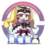  bird black_legwear boots brown_hair chibi esmeralda_(mawaru_penguindrum) hat long_hair mawaru_penguindrum open_mouth penguin penguin_1-gou penguin_2-gou penguin_3-gou princess_of_the_crystal purple_eyes takakura_himari thigh-highs thigh_boots thighhighs title_drop violet_eyes yamai 