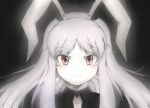  alternate_costume animal_ears black bloom bunny_ears bust face imakujira light_smile long_hair looking_at_viewer portrait red_eyes reisen_udongein_inaba smile solo touhou white_hair 