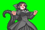  bow breasts dress fangs fusion godzilla godzilla_(series) gojiren hair_bow huge_breasts large_breasts long_hair m.u.g.e.n melty_blood mono1192000 mono_(moiky) mugen_(game) open_mouth pointy_ears red_eyes simple_background tail tsukihime white_len 