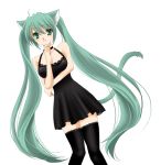  animal_ears animated animated_gif black_legwear cat_ears cat_tail dress gif green_eyes green_hair hatsune_miku kemonomimi_mode long_hair simple_background sinko solo tail thigh-highs thighhighs twintails very_long_hair vocaloid zettai_ryouiki 