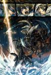  aka_gan_k armor battle comic helmet highres horns lightning pixiv_fantasia pixiv_fantasia_5 polearm riding sparks spear sword water weapon 