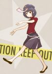  aoyagi_neko blue_hair brown_eyes geung_si hat jiangshi miyako_yoshika ofuda outstretched_arms short_hair skirt solo star touhou walking zombie_pose 