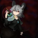  adapted_costume animal_ears belt capelet dress grey_hair highres jeweled_pagoda jewelry kasu-pan mouse_ears mouse_tail nazrin necklace pendant red_eyes short_hair solo tail touhou 