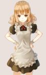  alternate_costume apron bad_id blonde_hair enmaided face flat_chest hair_ornament hairclip hand_on_hip hands_on_hips hips looking_at_viewer maid maid_headdress minto_p oomuro_sakurako smile solo wristband yellow_eyes yuru_yuri 