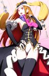  bird black_legwear brown_hair fingerless_gloves gloves hand_on_hip hat hatikou hips long_hair mawaru_penguindrum open_mouth penguin pink_eyes princess_of_the_crystal solo takakura_himari thigh-highs thighhighs 