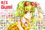  bad_id character_name goggles goggles_on_head green_eyes green_hair gumi headphones headset highres nou short_hair solo vocaloid wrist_cuffs 