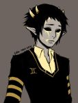  black_hair bust grey_skin homestuck horns male pointy_ears short_hair sollux_captor sweater tears yellow 