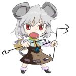  animal_ears capelet chibi dowsing_rod gret_hair grey_hair mouse_ears mouse_tail nazrin open_mouth red_eyes sape_(saperon_black) saperon short_hair solo tail touhou 