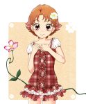  brown_hair dress flower frills gathers hair_flower hair_ornament hands_on_chest hands_on_own_chest maryu natsuki_rin precure ruffles short_hair skirt smile solo yes!_precure_5 