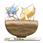  animal_ears aqua_eyes blue_hair blush bowl breasts chopsticks duplicate final_fantasy final_fantasy_ix fox_ears fox_tail huge_breasts jiz kuja long_hair nude simple_background smile steam tail 