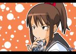  bow brown_hair camera face hanawa_kaoru ponytail school_uniform tamayura 